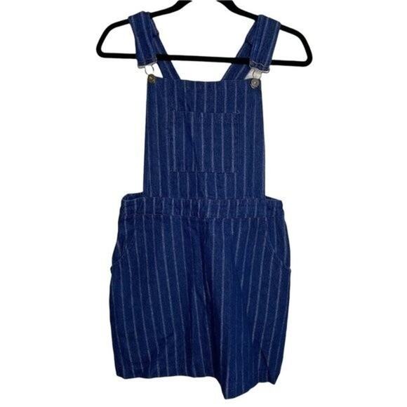 Umgee Railroad Stripe Denim Overall Dress Small - Picture 1 of 8